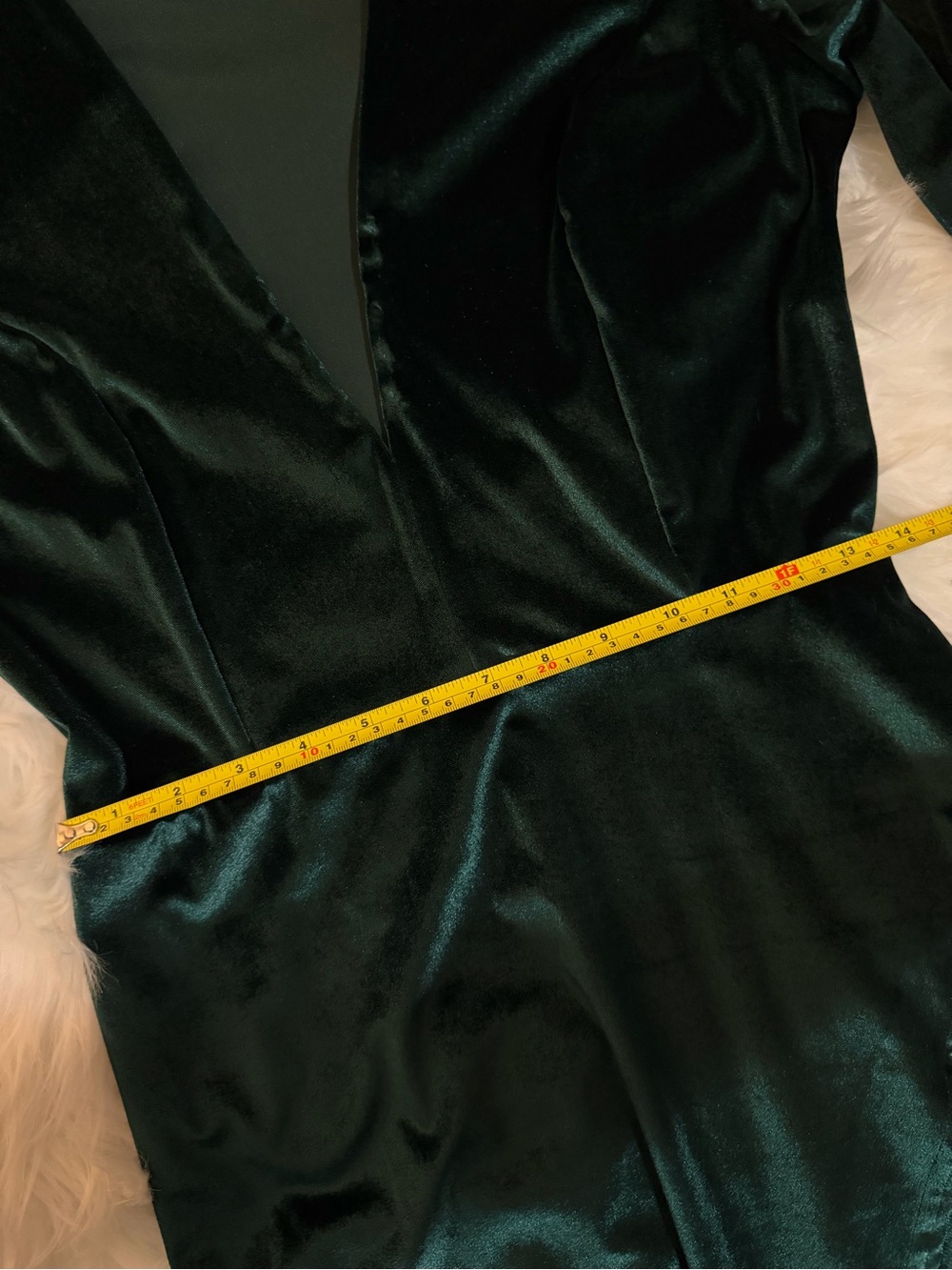 Club L London Deep Evergreen Velvet Midi Dress | Long Sleeve Wrap Slit | Size M - Picture 11 of 15